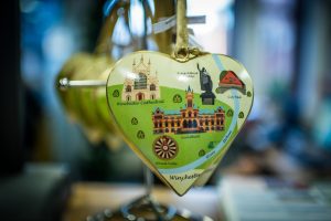 Souvenir 'Winchester' hearts' from tourist information centre gift shop