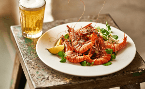 Cooked prawns on a plate