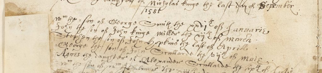 Baptism entry for Stephen Hopkins from the Upper Clatford parish register Hampshire Record Office