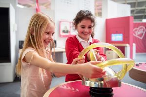 Children playing with a exhibition at the winchester science centre