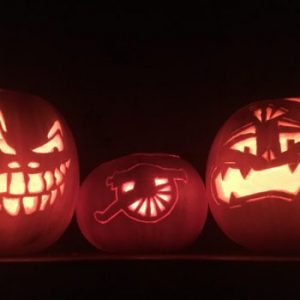 Pumpkins with candles inside